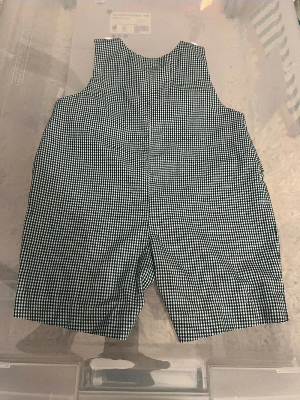 Baylor Green Gingham Baby One-Piece with Yellow BU Patch